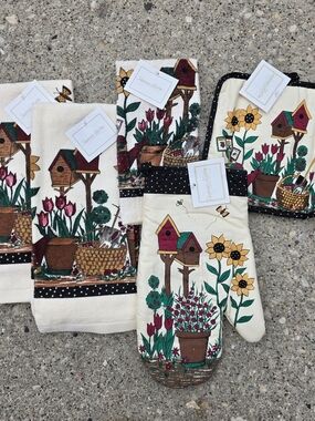Designers Collection Sunflower Garden 5 Piece Kitchen Linen Set NWT